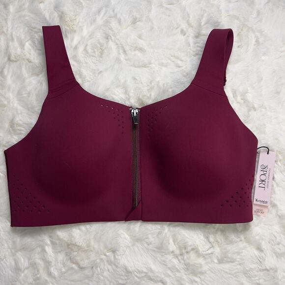 Victoria's Secret Other - Victoria’s Secret Burgundy Featherweight‎ Max Sports Bra Zip Strappy Back 34C
